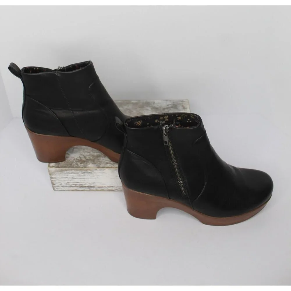 B.O.C. Chelsea Platform Ankle Women's 10 M Faux Black Leather Block Heel‎ Zipper